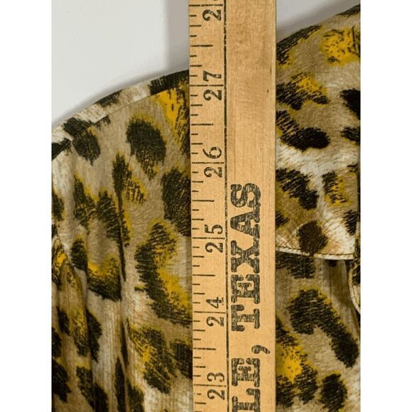 Peter Nygard Womens Blouse Button Down Animal Print Yellow Black XL - Picture 3 of 8